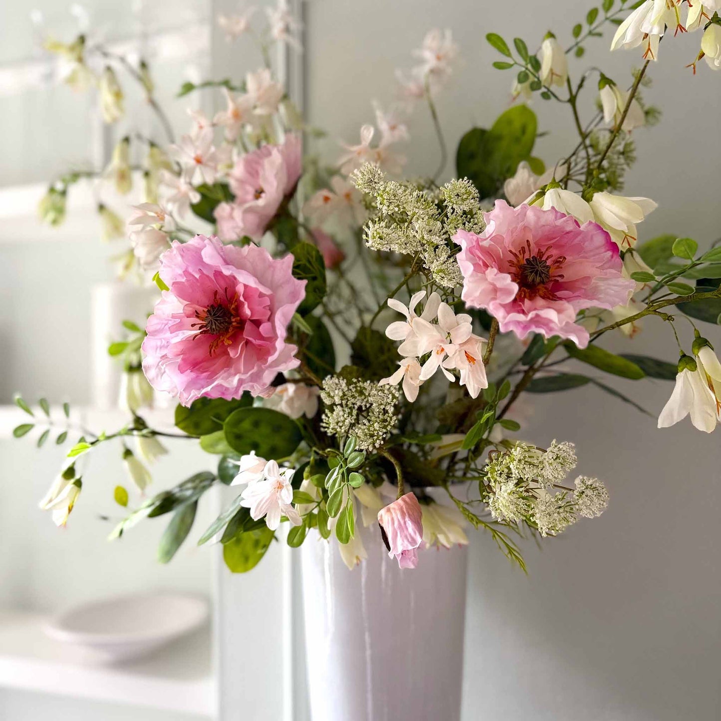 Faux Campanula & Poppy Bouquet