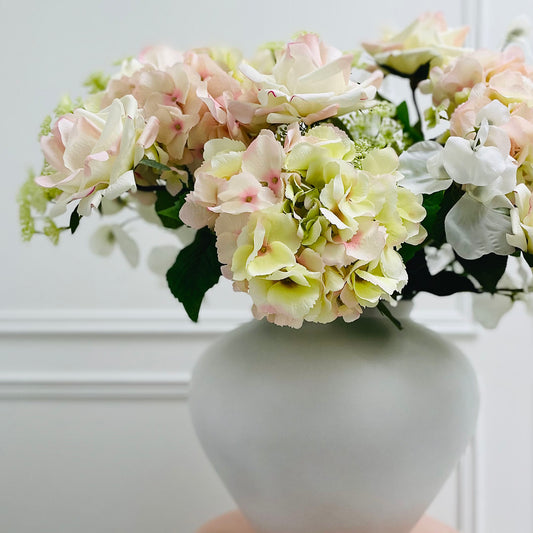 Faux Pistachio Hydrangea & Rose Bouquet