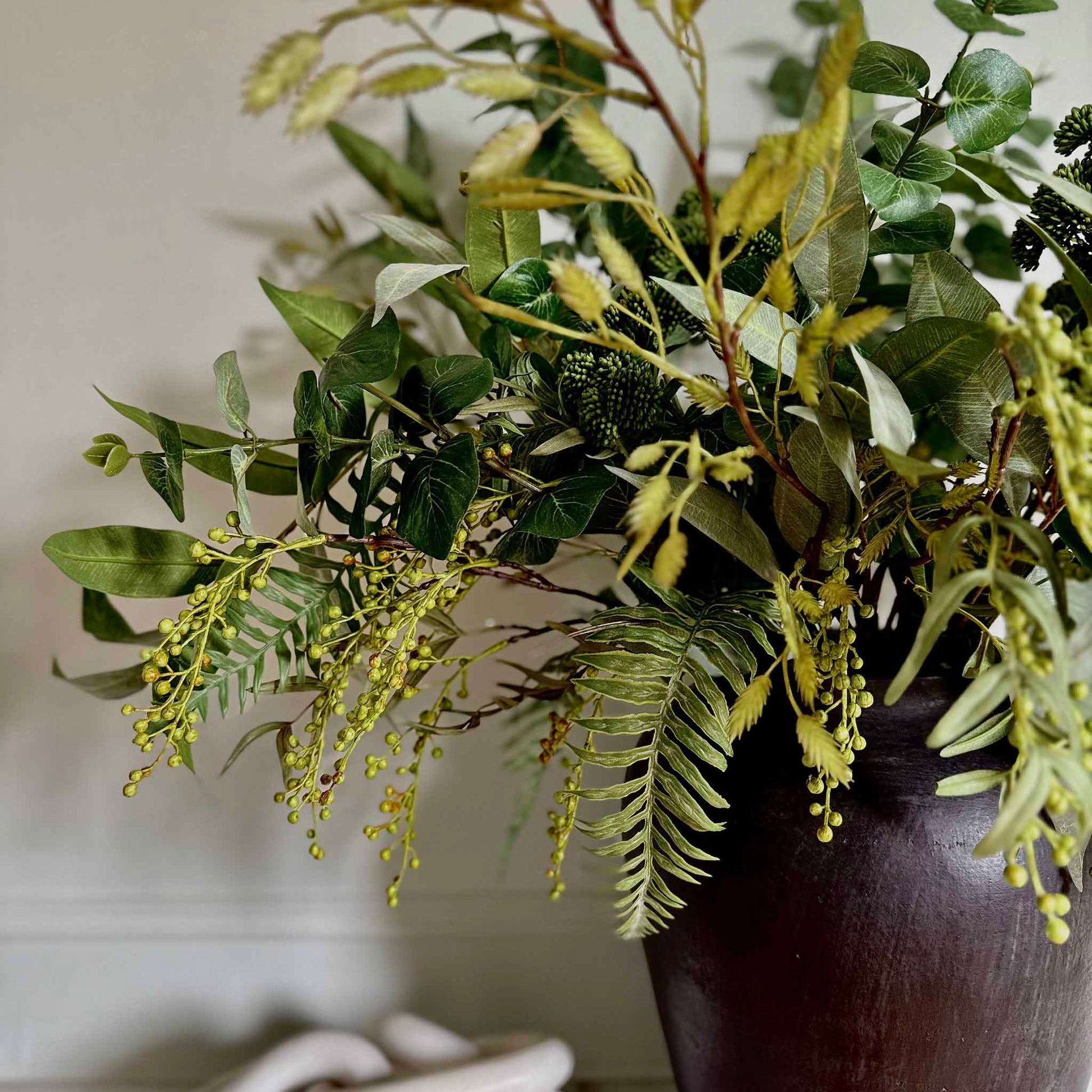 Green Foliage Faux Artificial Berry Bouquet