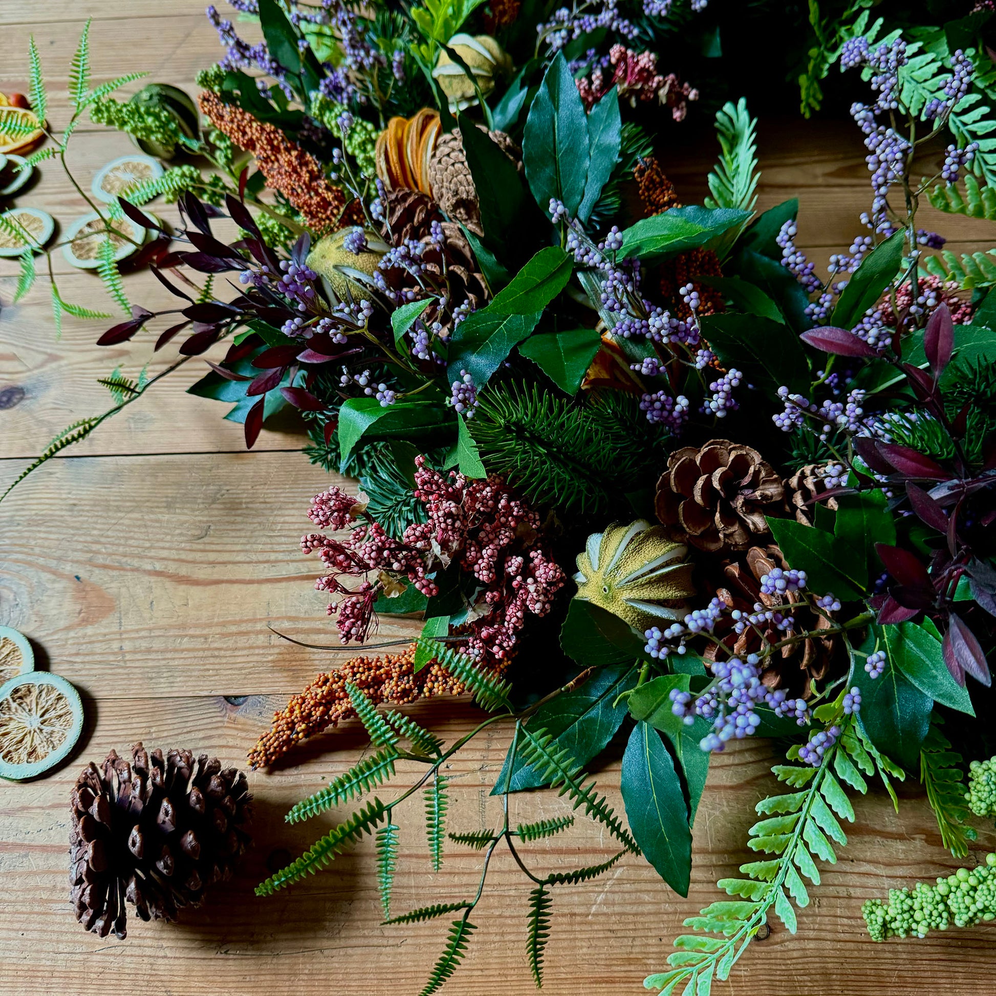 Large Faux Berry & Dried Citrus Winter Wreath