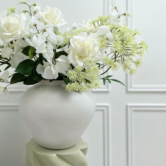 Faux White Rose Bouquet