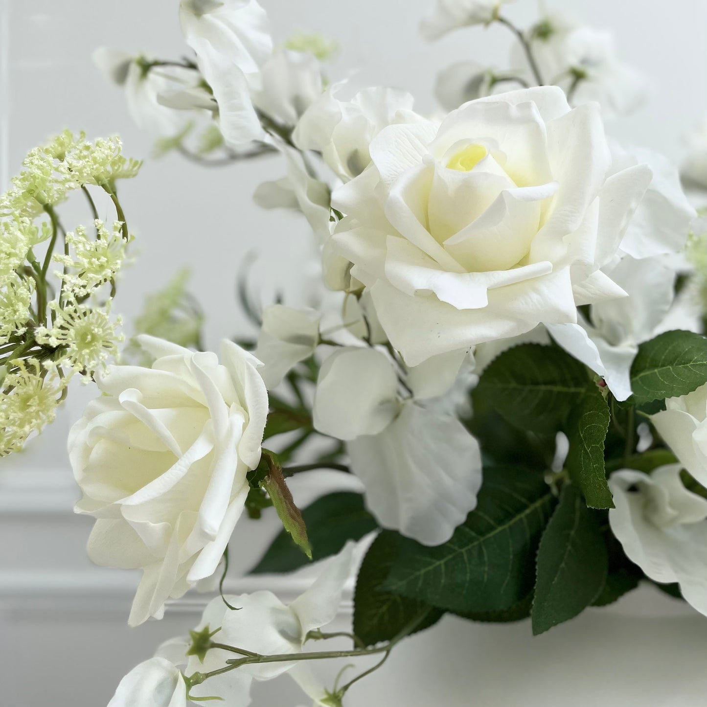 Faux White Rose Bouquet