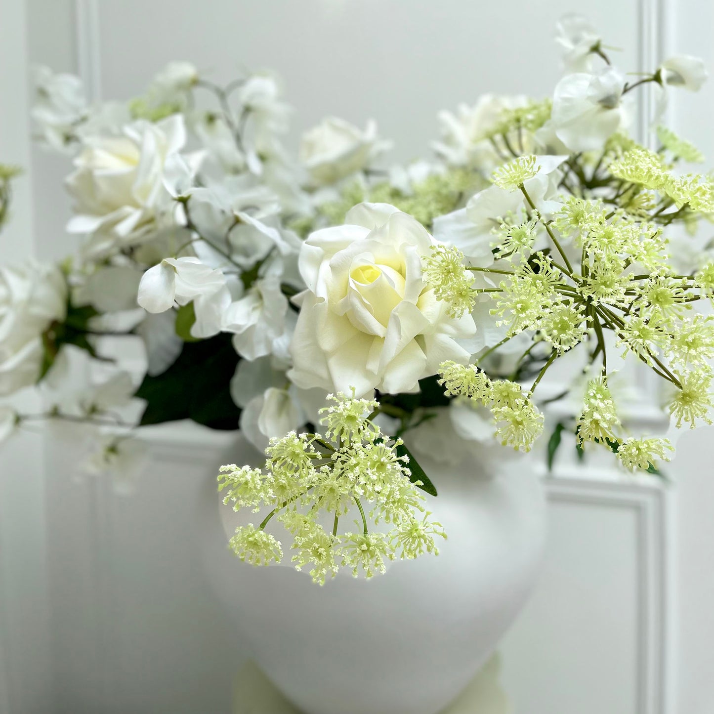 Faux White Rose Bouquet