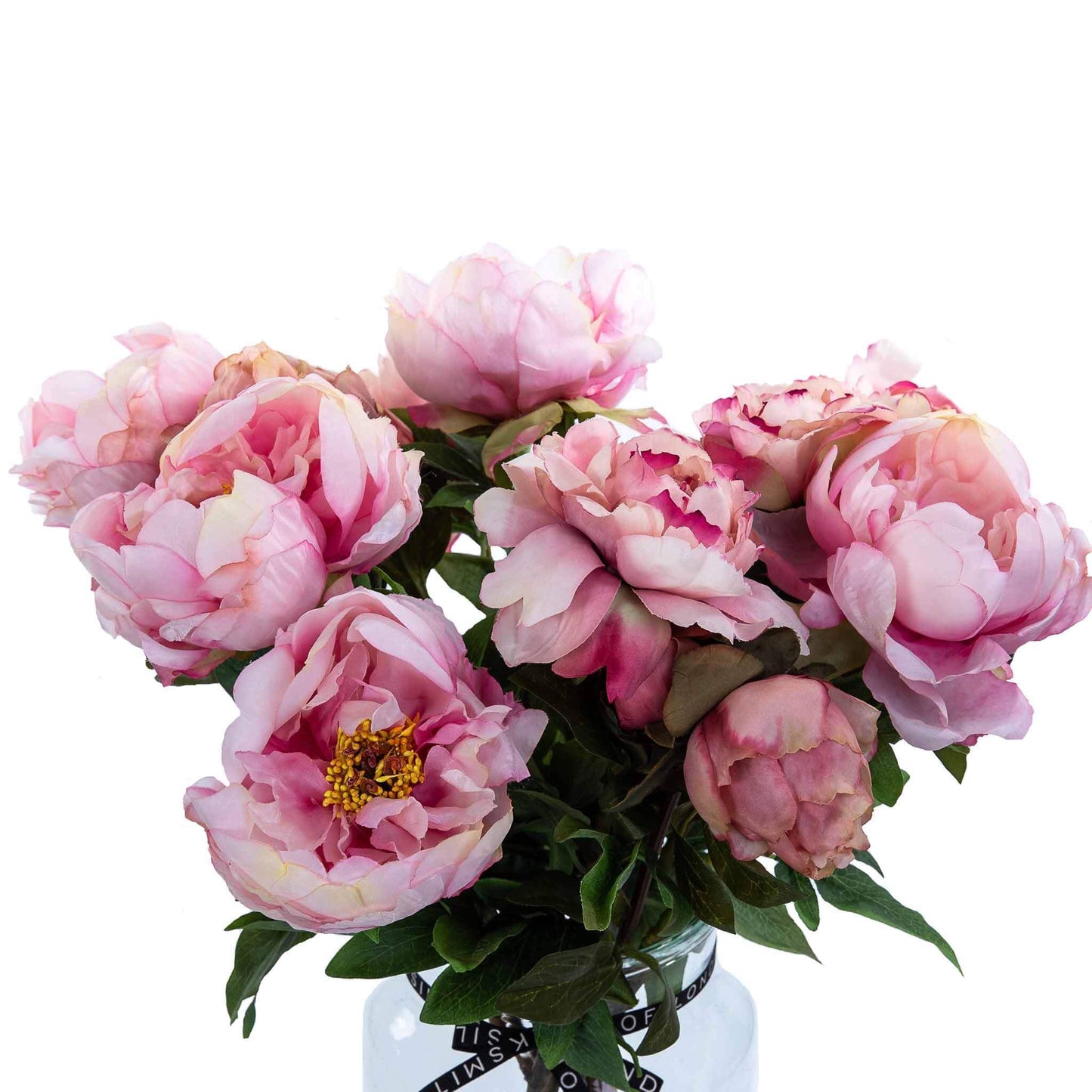 Luxury faux pink peony flowers and buds