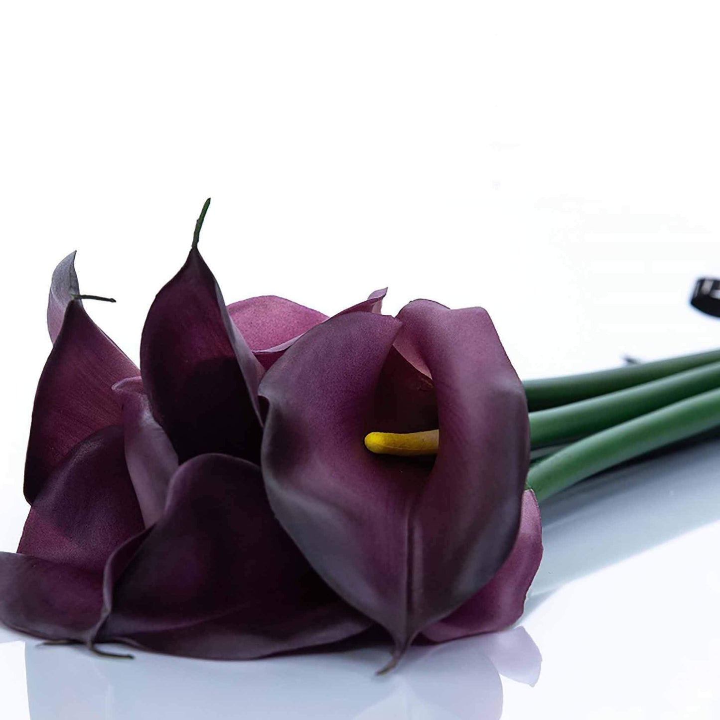 Dark plum luxury real touch faux calla lily bouquet