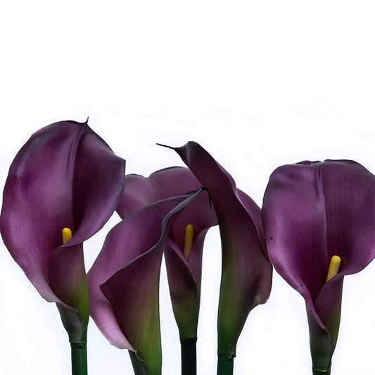 Dark plum luxury real touch faux calla lilies