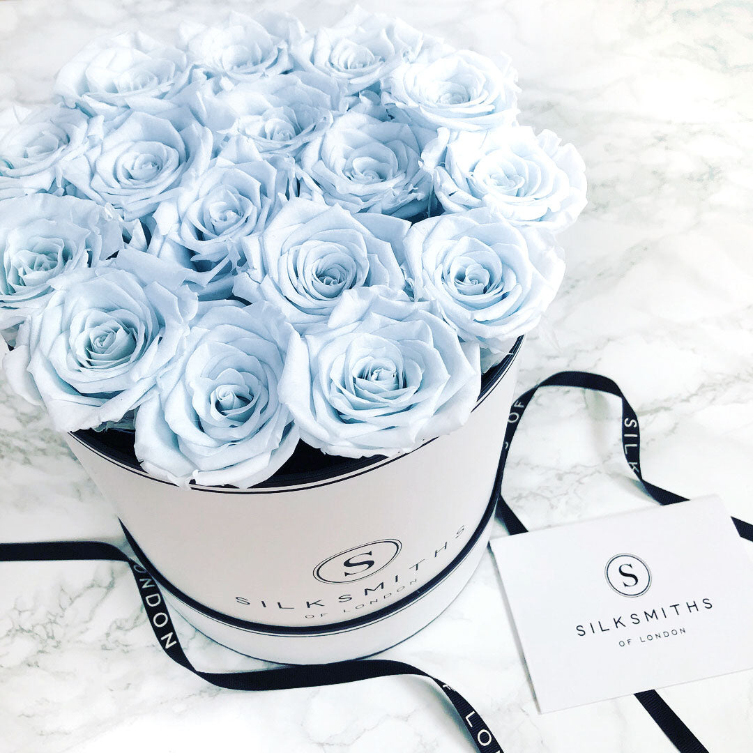 Blue Eternal Roses With Gift Card