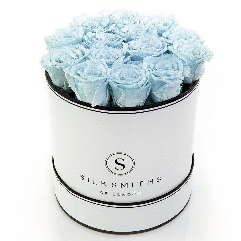 Blue Eternal Roses in Large Hat Box