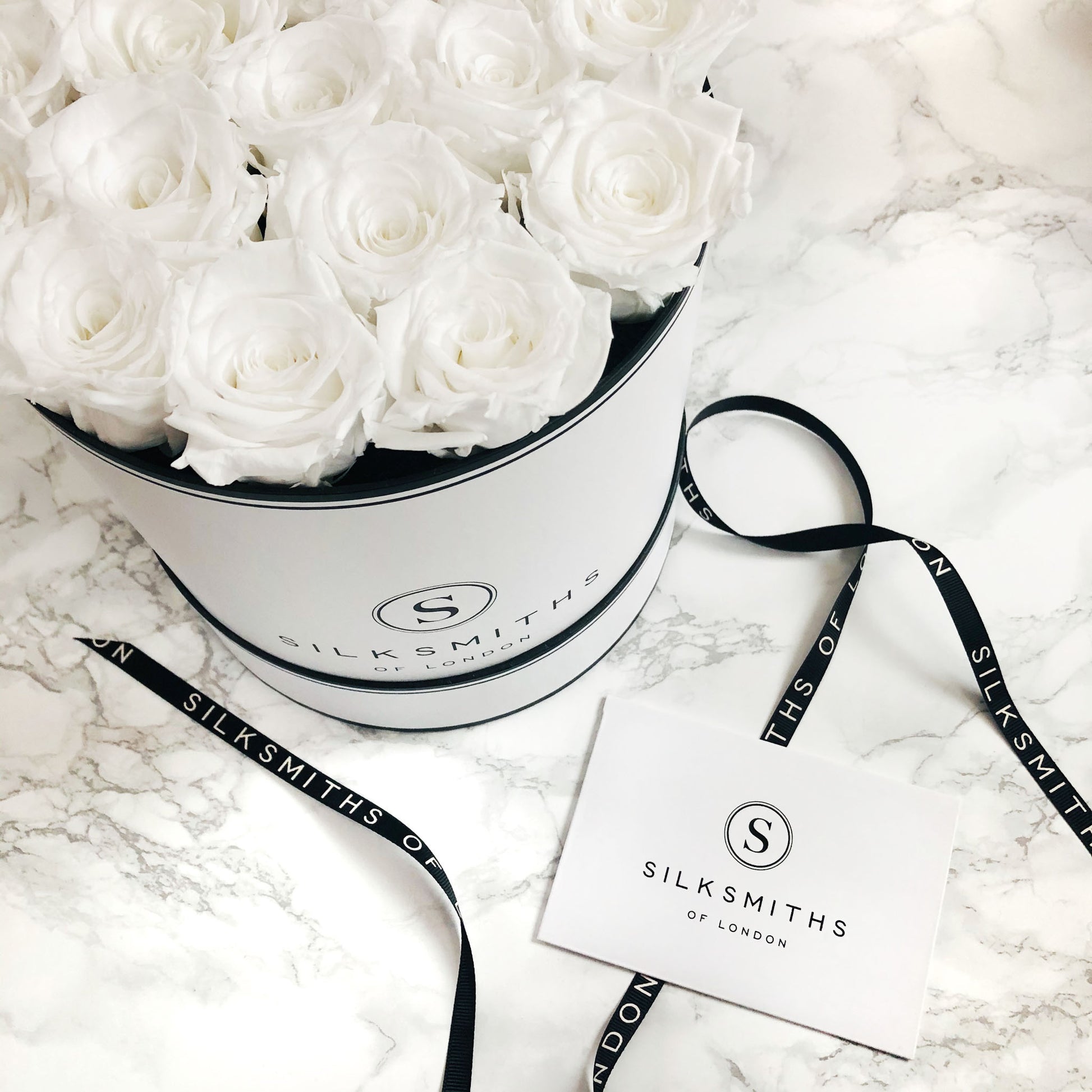 White Eternal Roses with Personalised Gift Card