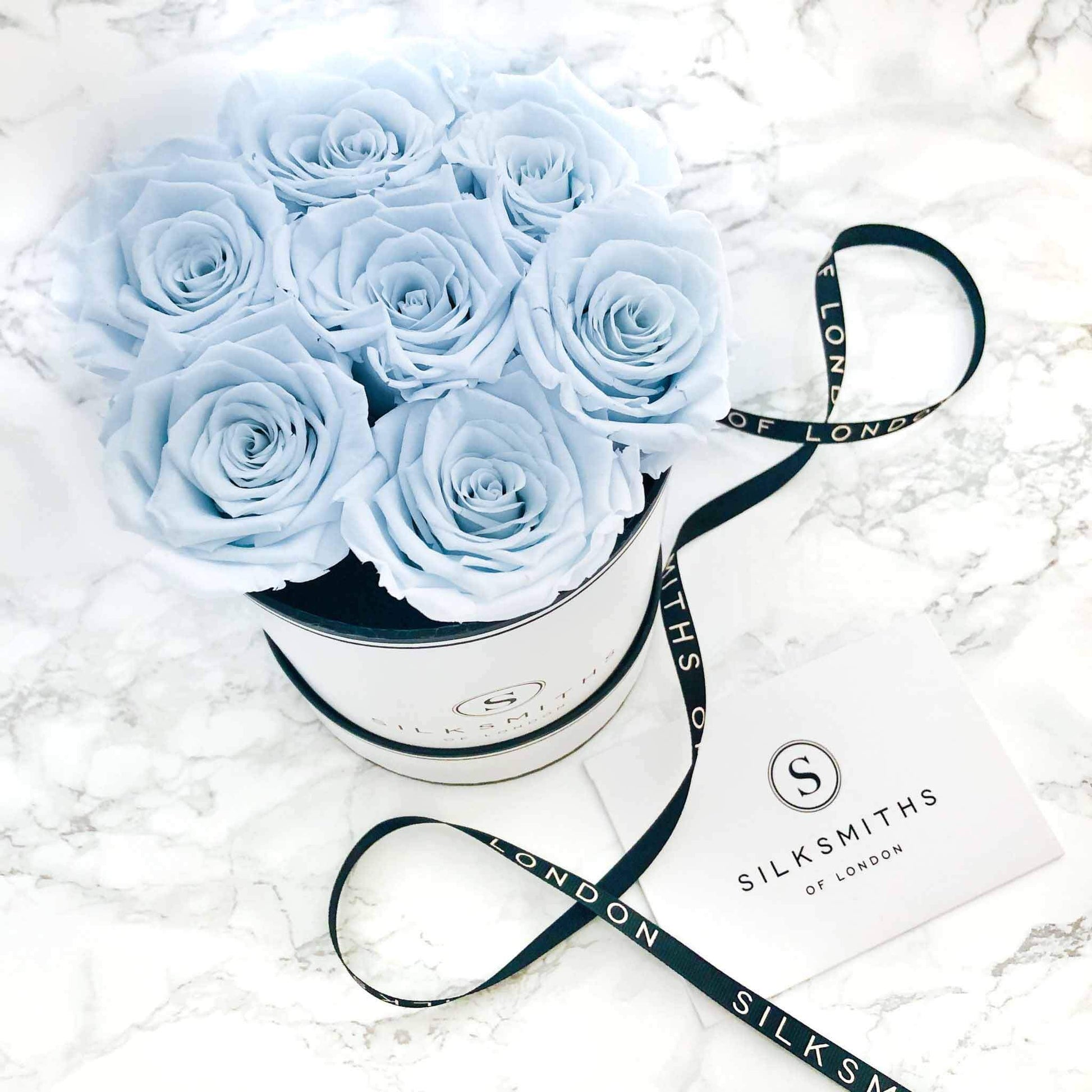 Light Blue Eternal Roses With Gift Card
